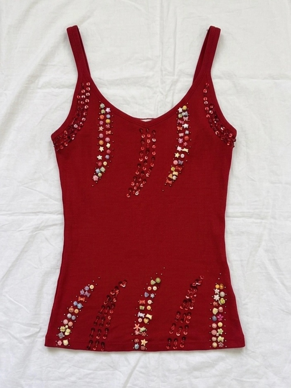 Y2K Women's Embellished Charms & Beaded Tank Top